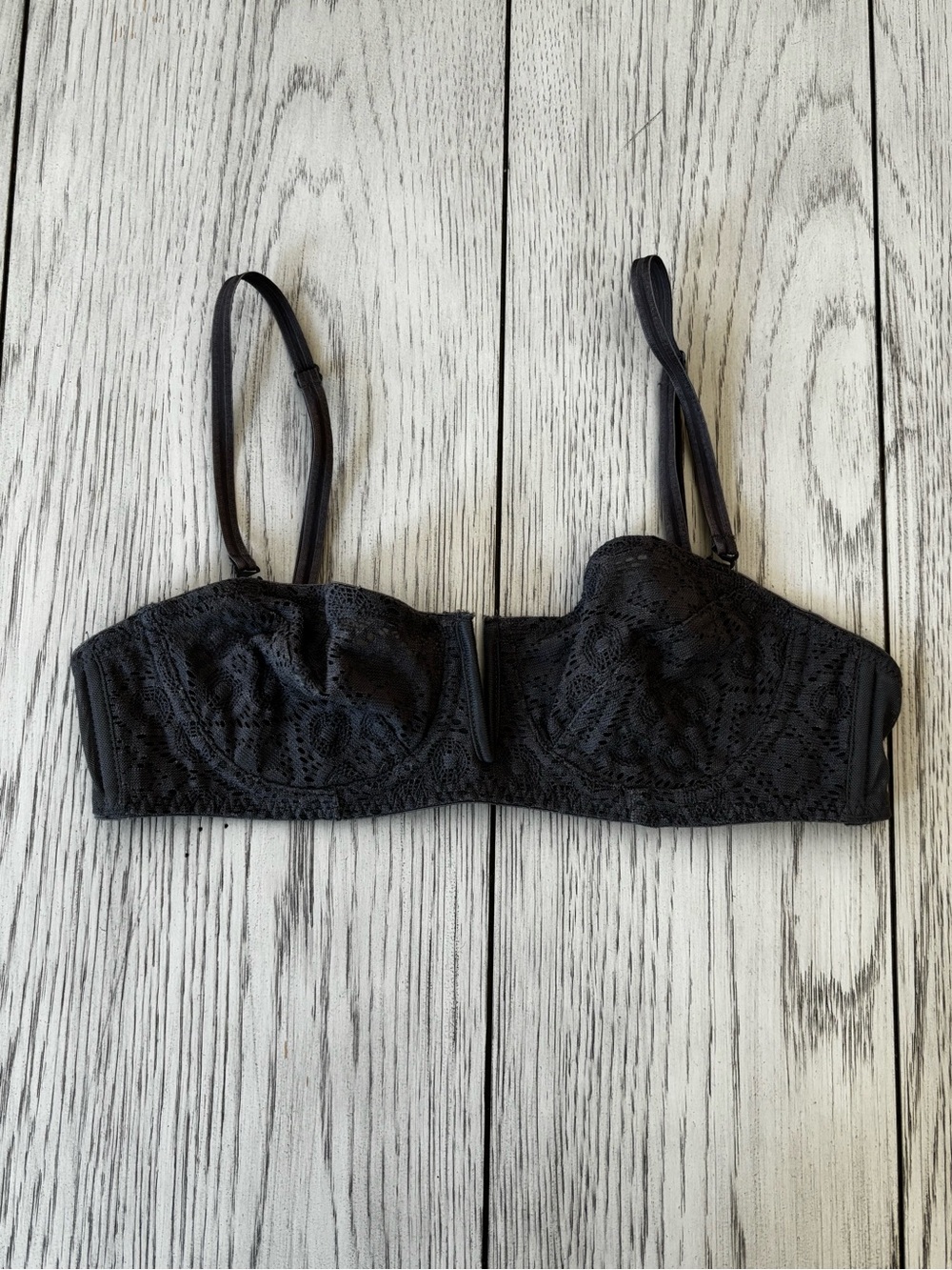 Free People Black Lace Bandeau with Removable Straps